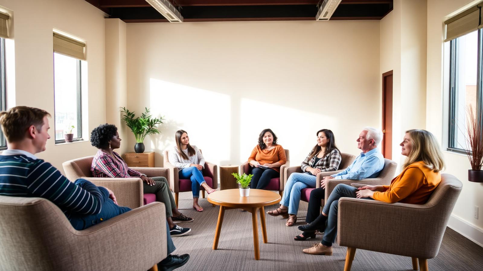 Group therapy session in an Intensive Outpatient Program at Cherry Hill Recovery Center in Cherry Hill, NJ